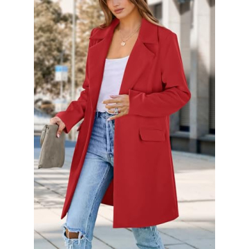 PRETTYGARDEN Fall Long Blazer Jacket for Women