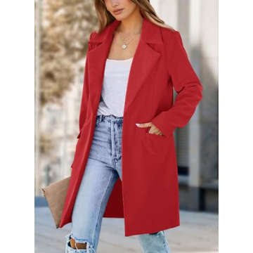 PRETTYGARDEN Fall Long Blazer Jacket for Women