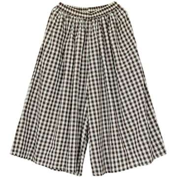 Chouyatou Women's Vintage Plaid Wide Leg Pants