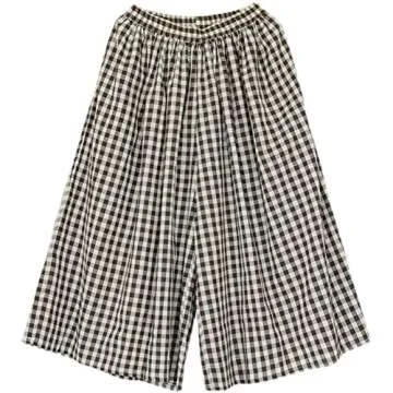 Chouyatou Women's Vintage Plaid Wide Leg Pants