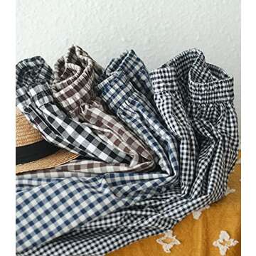 Chouyatou Women's Vintage Plaid Wide Leg Pants