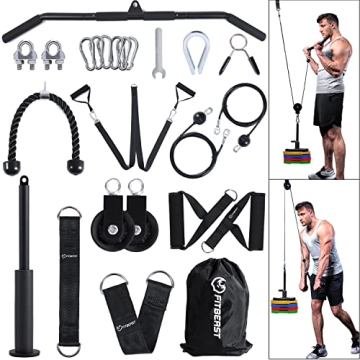 FitBeast Pulley System Gym, Cable Weight Pulley System for Gym LAT Pulldown, Biceps Curl Workout, Id...