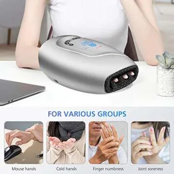 COMFIER Hand Massager with Heat - Cordless Electric Hand Massager with Compression for Arthritis and Carpal Tunnel,3 Modes/3 Levels Pressure Point, Electric Finger Wrist Massager,Gifts for Women Men
