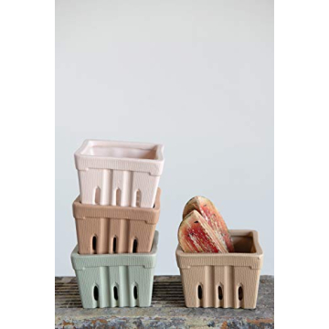 Creative Co-Op Stoneware Berry Baskets - Set of 4 Colors