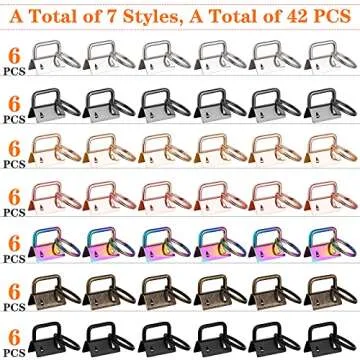Key Fob Hardware, modacraft 42PCS 1 Inch 7 Colors Keychain Hardware Set Key Fob Hardware for Wristlet Keychain, Key Lanyard and Key Chain Making Hardware Supplies