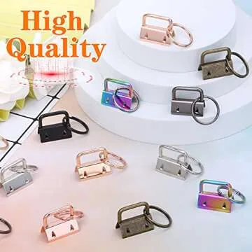 Key Fob Hardware, modacraft 42PCS 1 Inch 7 Colors Keychain Hardware Set Key Fob Hardware for Wristlet Keychain, Key Lanyard and Key Chain Making Hardware Supplies