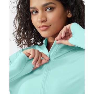 G4Free Long Sleeve Rash Guard for Women Quick Dry Golf Sun Shirt UPF 50+ UV Protection 1/4 Zip Pullo...