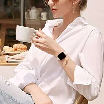 Mazoft Patent Leather Slim Bands Compatible with Apple Watch Band 38mm 40mm 41mm 42mm 44mm 45mm 49mm, Glossy Leather Women Thin Strap for iWatch Ultra2&1 Series 9 8 7 6 5 SE 4 3 2 1 (white)