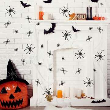 Labeol 160 PCS Realistic Fake Spiders for Halloween