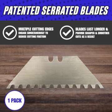1-Pack All-Purpose Utility Knife Blades,Serrated Utility Blade for Faster & Smoother Cuts,100 Box Cu...
