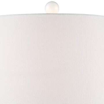 360 Lighting Jane Modern Table Lamps 25" Tall Set of 2 White Ceramic Double Gourd Fabric Tapered Drum Shade Decor for Bedroom Living Room House Home Bedside Nightstand Office Entryway Family