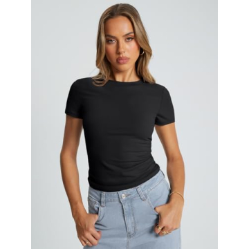 Trendy Queen Women's Basic T Shirts - Slim Fit, Summer Crop Tops