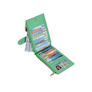 Travelambo RFID Wallet Women Large Size Bifold Multi Card Wallet Case with Zipper Pocke Credit Card ...