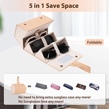Muf 5-Slot Travel Sunglass Organizer, Leather Case