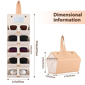 Muf 5-Slot Travel Sunglass Organizer, Leather Case