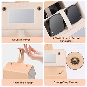 Muf 5-Slot Travel Sunglass Organizer, Leather Case