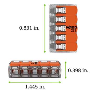 221-615 | WAGO Lever-Nuts® Splicing Connector | for Solid and Stranded Conductors | 5-Conductor with Operating levers | 20-10 AWG | Transparent housing | [Box of 15 Pieces]