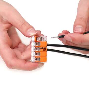 221-615 | WAGO Lever-Nuts® Splicing Connector | for Solid and Stranded Conductors | 5-Conductor with Operating levers | 20-10 AWG | Transparent housing | [Box of 15 Pieces]