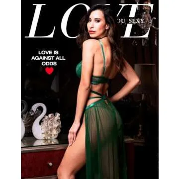 LOVE YOU SEXY Lace Lingerie Set for Women - 4 Piece Emerald