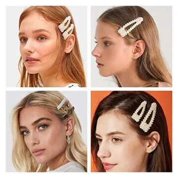 15 PCS Pearls Hair Clips, Coiyf Acrylic Resin Hair Barrettes Beaded clip for Women Ladies Girls, Fashion Gold Bows Ties Hairpins for Party Wedding