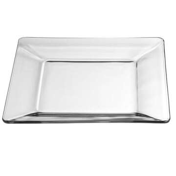 Libbey Tempo Glass Dinnerware Set, Sleek Square Clear Glass Plates and Bowls Set of 12, Dishwasher Safe Glass Dishes Set for Dinners and Parties