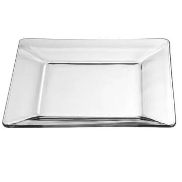 Libbey Tempo Glass Dinnerware Set, Sleek Square Clear Glass Plates and Bowls Set of 12, Dishwasher Safe Glass Dishes Set for Dinners and Parties