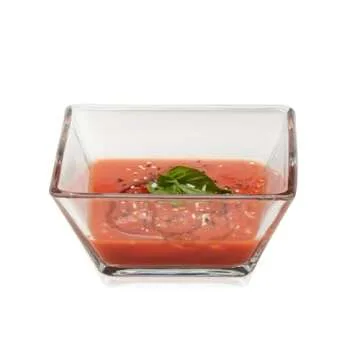 Libbey Tempo Glass Dinnerware Set, Sleek Square Clear Glass Plates and Bowls Set of 12, Dishwasher Safe Glass Dishes Set for Dinners and Parties