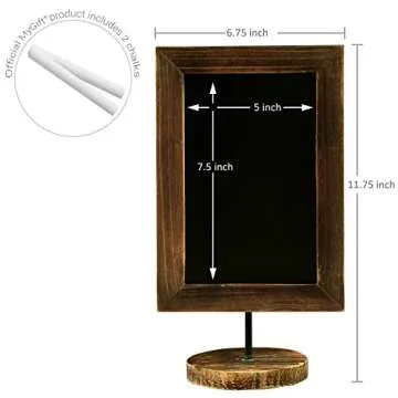 MyGift Set of 3 Tabletop Chalkboard Sign with Burnt Wood Frame and Round Base, Decorative Wedding Table Place Card Signage, Rustic Small Kitchen Countertop Memo Board