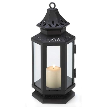 Accent Plus 57070785 Floral Cutouts Candle Lantern – Elegant Black Home Decor