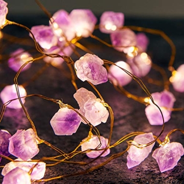 Nature Amethyst Crystal String Lights 10FT | 40LEDs USB/Battery Operated | Cute Purple Fairy Lights ...
