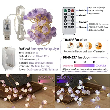 Enchanting Nature Amethyst Crystal String Lights