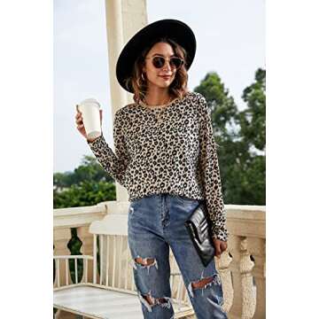 BMJL Women's Cute Leopard Print Long Sleeve Shirt