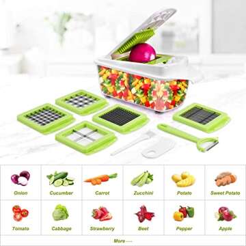 Food Dicer Chopper 5 Blades, Onion Dicer Chopper, Kitchen Chopper, Fruit and Veggie Chopper for Vege...