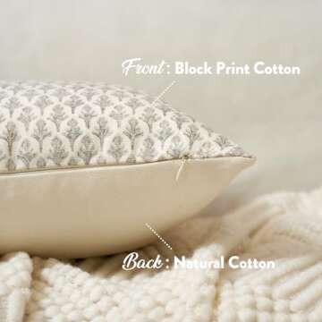 FIOUOVO Floral Pillow Covers 20x20 Pillow Cover Block Print Couch Pillows for Living Room Decorative Neutral Accent Throw Pillow Covers, 1PC, Light Taupe