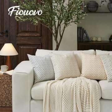 FIOUOVO Floral Pillow Covers 20x20 Pillow Cover Block Print Couch Pillows for Living Room Decorative Neutral Accent Throw Pillow Covers, 1PC, Light Taupe