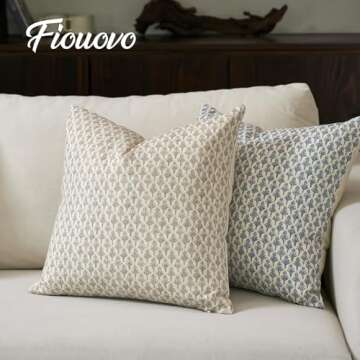FIOUOVO Floral Pillow Covers 20x20 Pillow Cover Block Print Couch Pillows for Living Room Decorative Neutral Accent Throw Pillow Covers, 1PC, Light Taupe