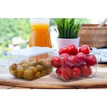 Pikanty Condiment Storage Containers | Set of 2 Small Organizers with Lids for Refrigerator | Dishwasher Safe | Made in USA
