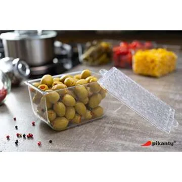 Pikanty Condiment Storage Containers | Set of 2 Small Organizers with Lids for Refrigerator | Dishwasher Safe | Made in USA