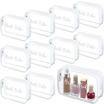 Amylove 10 Pcs Bride Cosmetic Bag Clear Makeup Bags Toiletry Bag Makeup Travel Cosmetic Makeup Bag C...