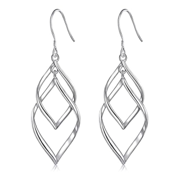 Sterling Silver Dangle Earrings - 14k Gold Plated Drop Earrings for Women