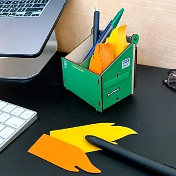 Genuine Fred DESK DUMPSTER Pencil Holder with Flame Note Cards, 3 compartments for Desk and Office Supplies