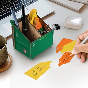 Genuine Fred DESK DUMPSTER Pencil Holder with Flame Note Cards, 3 compartments for Desk and Office Supplies
