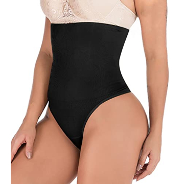 Hioffer 328 Women Waist Cincher Girdle Tummy Slimmer Sexy Thong Panty Shapewear Black