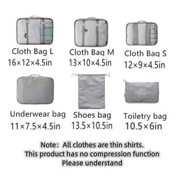 OEE 6 pcs Luggage Packing Organizers Packing Cubes Set for Travel