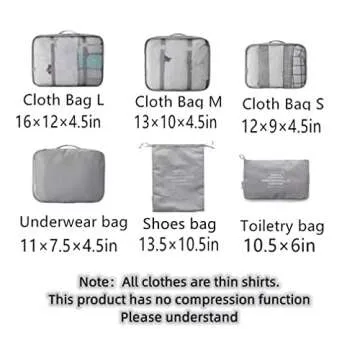 OEE 6 pcs Luggage Packing Organizers Packing Cubes Set for Travel