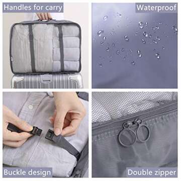 OEE 6 pcs Luggage Packing Organizers Packing Cubes Set for Travel