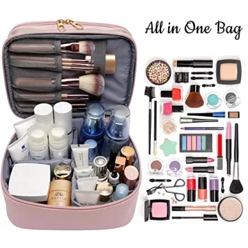 Leather Double Layer Makeup Bag for Women - Stylish Travel Organizer