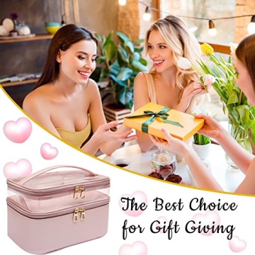 Leather Double Layer Makeup Bag for Women - Stylish Travel Organizer