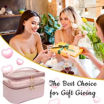 Leather Double Layer Makeup Bag for Women - Stylish Travel Organizer