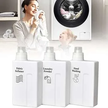 Laundry Detergent Dispenser-3 Pack,34 oz Laundry Soap Dispenser with 6 Stickers for Laundry Room Organization for Liquid Detergent,Fabric Softener,Bleach Agent,Laundry Powder,Scent Beads Container